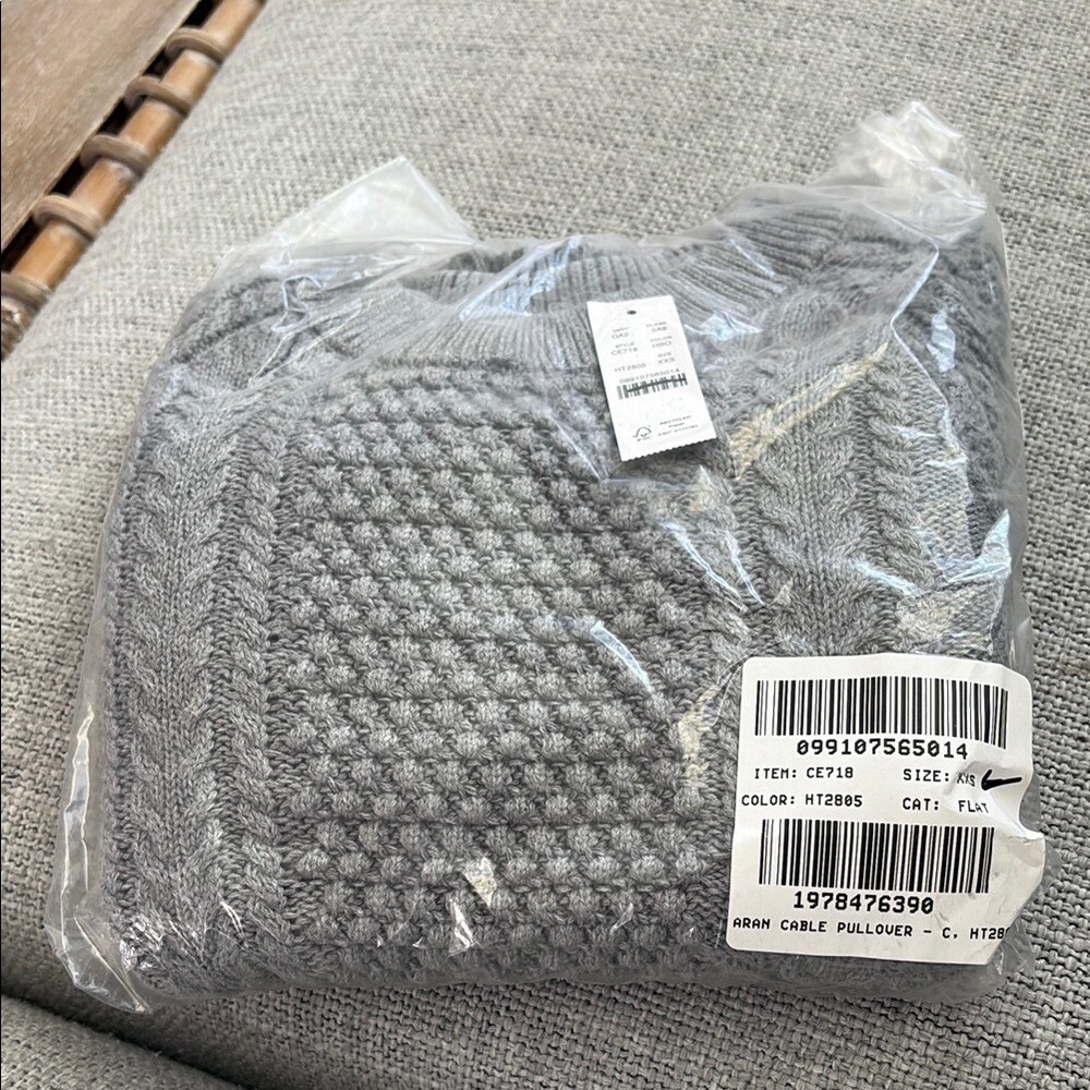 J Crew Cotton‎ cable-knit crewneck sweater Womens XXS Grey - Picture 3 of 8
